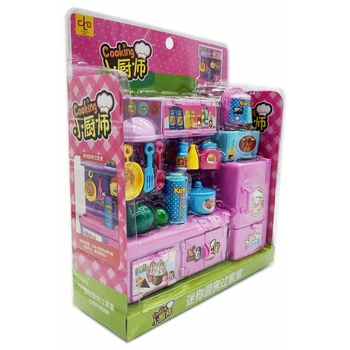 Mini Frigider, Ustensile de Bucătărie Kit Pretinde Joc de Copii Jucării DIY Casa Papusa Accesoriu Roz fată jucăriile preferate cadou de ziua de nastere