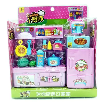 Mini Frigider, Ustensile de Bucătărie Kit Pretinde Joc de Copii Jucării DIY Casa Papusa Accesoriu Roz fată jucăriile preferate cadou de ziua de nastere