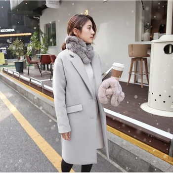 2019 toamna și iarna nou versiunea coreeană de sălbăticie de mari dimensiuni haină de lână de moda casual pentru femei de moda haina A251