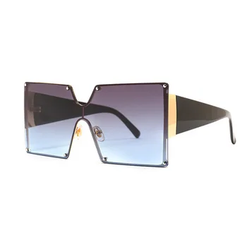 Supradimensionat ochelari de Soare Patrati Femei 2019 Brand Designer de Moda Gradient Albastru Negru Una Bucata Ochelari de Soare Stil Nou Nuante UV400