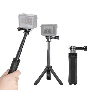 Extinde Vlog Trepied Portabil Mini Selfie Stick pentru Gopro Hero 9 8 7 6 5 Negru Sesiune Max DJI Osmo de Acțiune aparat de Fotografiat Mâner