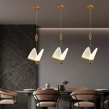 Ghid de lumină LED-uri de Lumină Pandantiv Creative Formă de Fluture Aliaj de Zinc Moderne Lampă de Agățat Pentru Showroom Bar cafenea Restaurant
