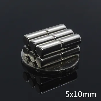 50pcs 5x10 Mici, Rotunde Cilindrul Puternic Neodim Neodim Magneți Disc Dia 5mm x 10mm N35 Super-Puternic de pământuri Rare Magnet Neodim