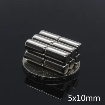 50pcs 5x10 Mici, Rotunde Cilindrul Puternic Neodim Neodim Magneți Disc Dia 5mm x 10mm N35 Super-Puternic de pământuri Rare Magnet Neodim