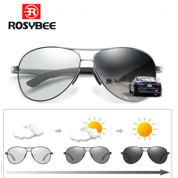 Aluminiu Fotocromatică ochelari de Soare barbati Polarizati Zi Noapte Viziune Om Driver Galben de sex masculin de Conducere Ochelari de aviație oculos