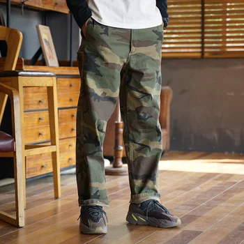 Vara Oamenii Armata Camuflaj Pantaloni De Moda De Marfă Militar American Largi Picior De Mari Dimensiuni Pantaloni Largi De Sex Masculin Epocă Pantaloni Casual