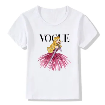 Haine pentru copii de Moda Lolita Vogue Beauty Imprimare copii Tricou Pentru Copil Sudoare O-gât Vara 2019 Alb Tricou Fete, Topuri dHKP1005