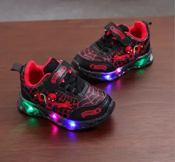 Desene animate Disney Baieti Spiderman Pantofi Copil Luminos Adidași de Brand Plasă de încălțăminte Copii LED Intermitent Pantofi pentru Copii Pantofi Casual