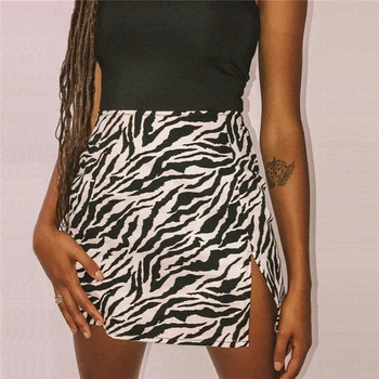Moda Pentru Femei Fusta Casual Zebra Print Mini Doamnelor Fuste Split Femei Bodycon Fusta Streetwear Femei De Înaltă Wasit Fuste Creion