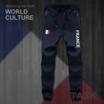 Franța, Republica franceză FRA mens pantaloni joggers salopeta pantaloni de trening urmări sudoare de fitness fleece tactice casual națiunii NOU