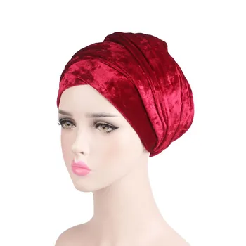 2018 Nou de Lux cu laser Turban de Catifea Hijab Extra Lungi Tub Folie Cap Văl Nigerian Turban Femei Turbante accesorii de Par