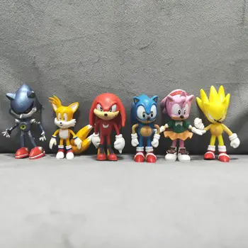 6Pcs/set Sonic Ariciul Umbra Cozi Cifrele de Acțiune de Desene animate Anime Colecție de Jucării din PVC Model de Păpuși pentru Copii Ziua de nastere Cadouri de Craciun