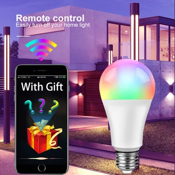 LED-uri WIFI Lampa E27 B22 Inteligent bec 85-265V flux luminos 15W LED RGB Bec WIFI Magic Home Lampa de Lucru cu Alexa Google Asistent