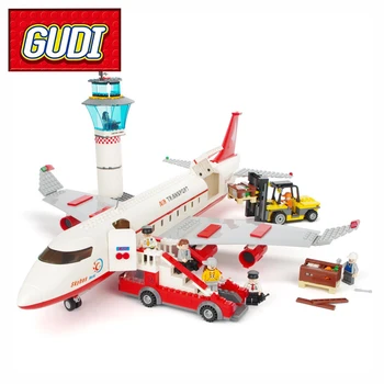 GUDI Aeroportul Internațional din Orașul de Aviație Aeronave VIP Blocuri Set de Cărămizi Model pentru Copii Jucarii Cadou Creator Compatibil