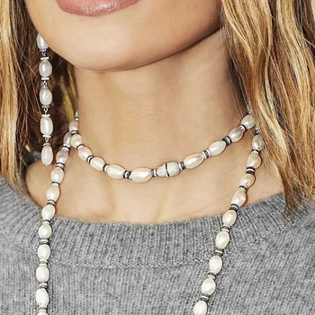 925 De Bijuterii De Argint,Alb Cerc Reglabil Colier Cu Perle,Perle Fantezie Deschide Cravată Cu Mov Si Pietre Albe