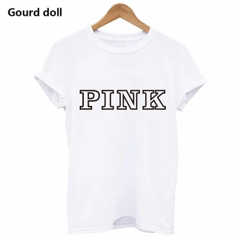 Moda Harajuku Scrisoare ROZ Imprimate T-Shirt Femei Topuri Tricou tricou Femei Pentru Femei O-Gât tumblr kawaii Casual cu Maneci Scurte