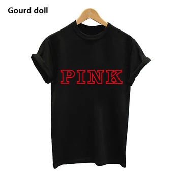 Moda Harajuku Scrisoare ROZ Imprimate T-Shirt Femei Topuri Tricou tricou Femei Pentru Femei O-Gât tumblr kawaii Casual cu Maneci Scurte