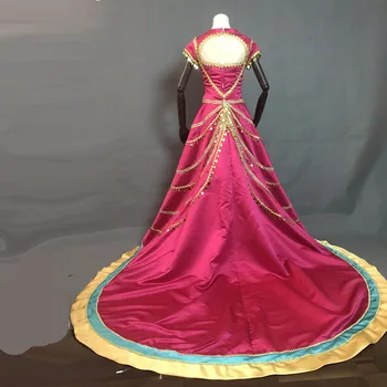 Film 2019 Aladdin Cosplay Costum Printesa Jasmine Dress Roba Coroanei Fancy Costume De Halloween Încoronare Mantie Lungă Femei Fete
