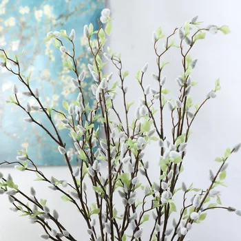 NOI de lux cu Argint Salcie fructe long branch cu germina frunze de Flori Artificiale pentru Acasă Nunta Festival Decor fals plante