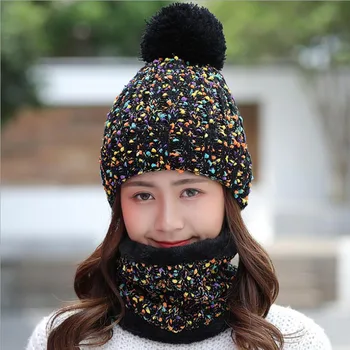 Ymsaid 2018 Noua Moda Femei Iarna Cald Set De Doamnelor Capace Fata Cu Eșarfă Cravată De Calitate Superioară Balaclava Pălărie Tricotate