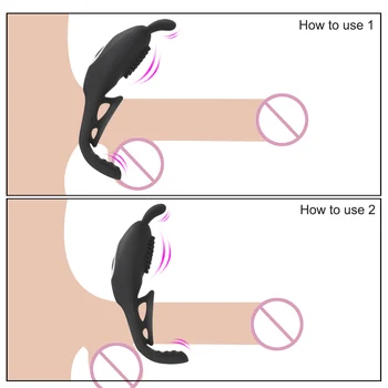 Control de la distanță de sex Masculin Intarziere Ejaculare 2 in 1 Vibratoare Penis Inel G-Spot Stimularea Clitorisului 9 Frecvența