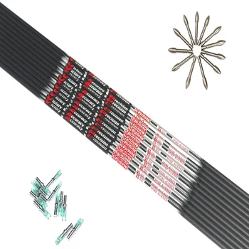 12pcs carbon sageti spine350 400 500 600 700 800 900 ID4.2mm+12buc punctul țintă+12buc pin nock pentru DIY săgeată de arc Recurve