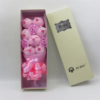 Minunat de porc păpuși de pluș jucarii cu flori artificiale buchete de desene animate reative Ziua Îndrăgostiților cadouri de absolvire