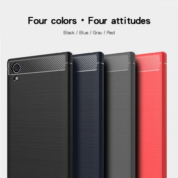 MOFI pentru Sony Xperia XA1 Plus coajă de Protecție Periat Textura Fibra de Carbon rezistenta la Socuri Caz TPU pentru Sony Xperia XA1 Plus