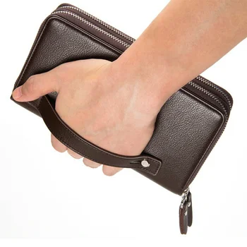 Men Lung Portofel mare capacitate de moda pentru bărbați sac de mână fermoar dublu telefonul mobil geanta portofel