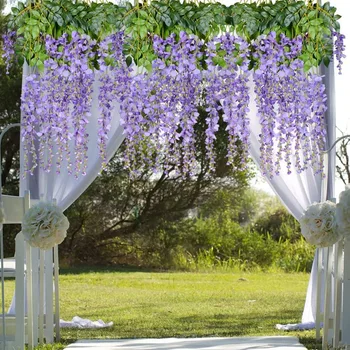 24 BUC Violet Flori Artificiale de Viță de vie Rattan Fals de Flori de Mătase Lungi Agățat Ghirlanda de Flori Șir Petrecere Acasă Hotel de Nunta Decor