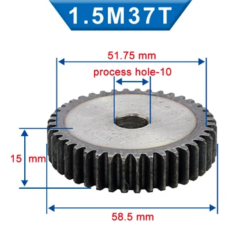 1 Bucata 1,5 M Spur Gear 36/37/38/39 Dinți 10/12 mm Procesului Gaura Gear Roată de Oțel Carbon Scăzut Material Plat Viteze Totală Înălțime 15 mm
