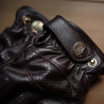 Real Mănuși din piele de Capră Om de Echitatie Ecran Tactil Complet Degetul Mănuși de Cald Retro în aer liber Mănuși de Motociclete Toamna Iarna NR87