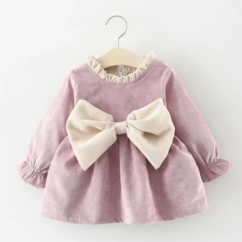 Copilul Fete Dress 2020 Nou Toamna Drăguț Arc Plasă de Nou-născut Rochie cu mâneci Lungi Rochii de Printesa pentru Fete jocuri pentru Copii Dress