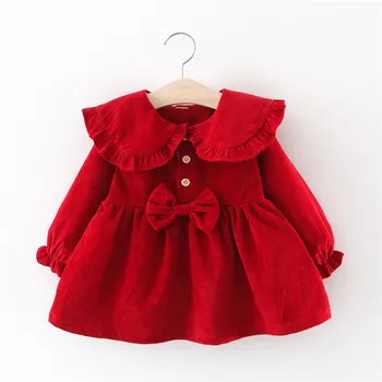 Copilul Fete Dress 2020 Nou Toamna Drăguț Arc Plasă de Nou-născut Rochie cu mâneci Lungi Rochii de Printesa pentru Fete jocuri pentru Copii Dress