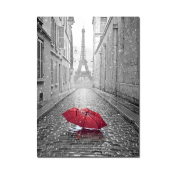 Franța Turn Și Umbrelă Roșie Panza Pictura Modernă, Arta De Perete Poster Și Imprimă Imaginea Acasă Decor Pentru Camera De Zi, Fara Rama