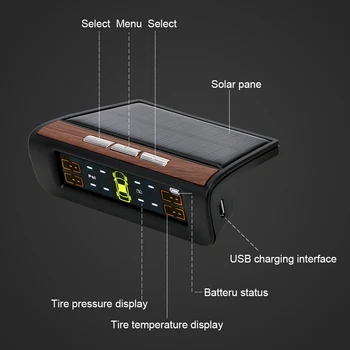 LEEPEE Solare Senzorului de Presiune în Pneuri Ecran LCD Digital de Securitate, Sisteme de Alarmă TPMS Senzor de Monitorizare a Presiunii în Anvelope Sistemul de