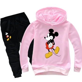 Imbracaminte copii Set Baby Boy Fata de Hanorace Copii Tricou+Pantaloni 2 buc Haine Sport Costume de Mickey Minnie Imprimare Copilul Trening