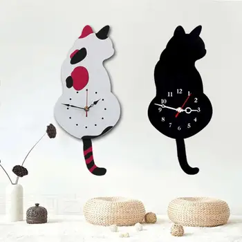 Drăguț Dând din Coadă de Câine Pisică Design Ceas de Perete Copii Dormitor de Decorare Perete Cadou Unic Creator de Desene animate Mut DIY Ceasuri de Perete