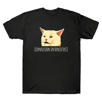 Smudge Domnul Amuzant Confuz Cat Meme Confuzie Intensifică Vintage pentru Bărbați T-Shirt de Moda de Calitate Print T Camasa Barbati Haine de Vară