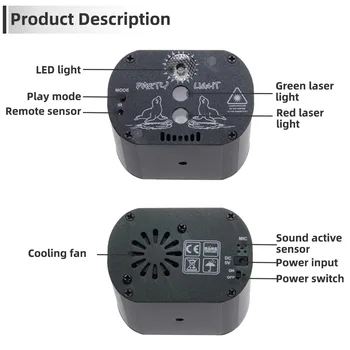 NOUL Mini Petrecere de Lumina Disco LED-Lampa UV RGB 60 128Modes USB Reîncărcabilă Profesionale, Efecte de Scena de DJ Laser Proiector Lampa
