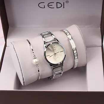 Brand de lux pentru Femei Ceasuri 3PC Set GEDI Petrecere de Moda Doamnelor Ceas de Design Creativ Brățară Ceas Relojes Mujer 2018 relogios