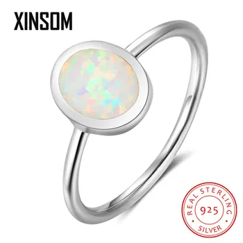 XINSOM Moda coreeană Opal Inele Pentru Femei Minimalist Argint 925 Logodna Verighete Bijuterii Fine Cadouri 20XS1021