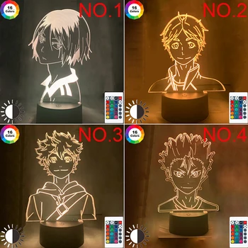 Haikyuu Kozume Tanaka Bokuto Hinata 3D Led Veioza Iluzie Lumini de Noapte Anime Lampa Haikyuu 3D Led-uri de Iluminat Pentru Decor Dormitor