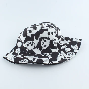 2020 Noua Moda Reversibile, Alb-Negru Imprimare De Vacă Găleată Pălărie De Soare De Vară Capace Pentru Femei Barbati Pălărie De Pescar