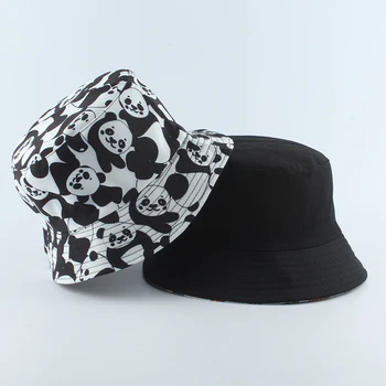 2020 Noua Moda Reversibile, Alb-Negru Imprimare De Vacă Găleată Pălărie De Soare De Vară Capace Pentru Femei Barbati Pălărie De Pescar