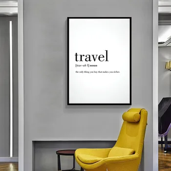 Minimalist Călători Mâine Definiție Citat Panza Pictura Alb-Negru Poster De Imprimare Nordic Poza Perete Living Decor Acasă