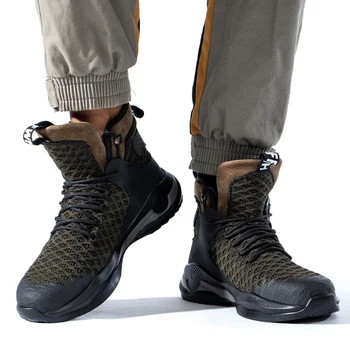 Bărbați Cizme De Siguranță Indestructibil Pantofi De Lucru Din Otel Bombeu De Siguranta Cu Pantofii Sneakers De Sex Masculin Lumina Confort Ghete Barbati Pantofi