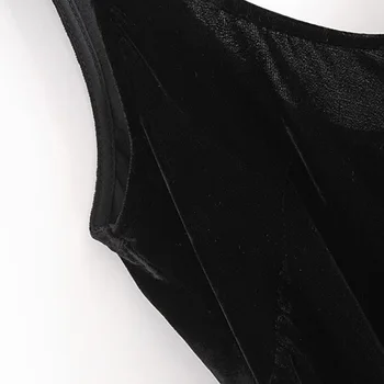KUMSVAG Femei Vara Catifea Rochie fără Mâneci În 2020, O-Neck Solid Negru Vintage sex Feminin Strada Elegante Lungi Maix Rochii Haine
