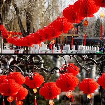 10buc 12/30cm Noi Anul 2021 Paper Lantern Festival Chinez Felinar Roșu Pandantiv Decoratiuni de Craciun Pentru Casa Ornamente Felinare