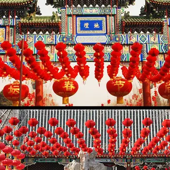 10buc 12/30cm Noi Anul 2021 Paper Lantern Festival Chinez Felinar Roșu Pandantiv Decoratiuni de Craciun Pentru Casa Ornamente Felinare